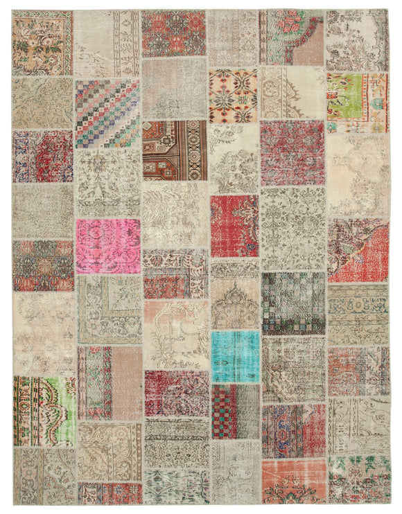 9' 11'' x 13' 2'' Hand-Knotted Turkish Patchwork Rug