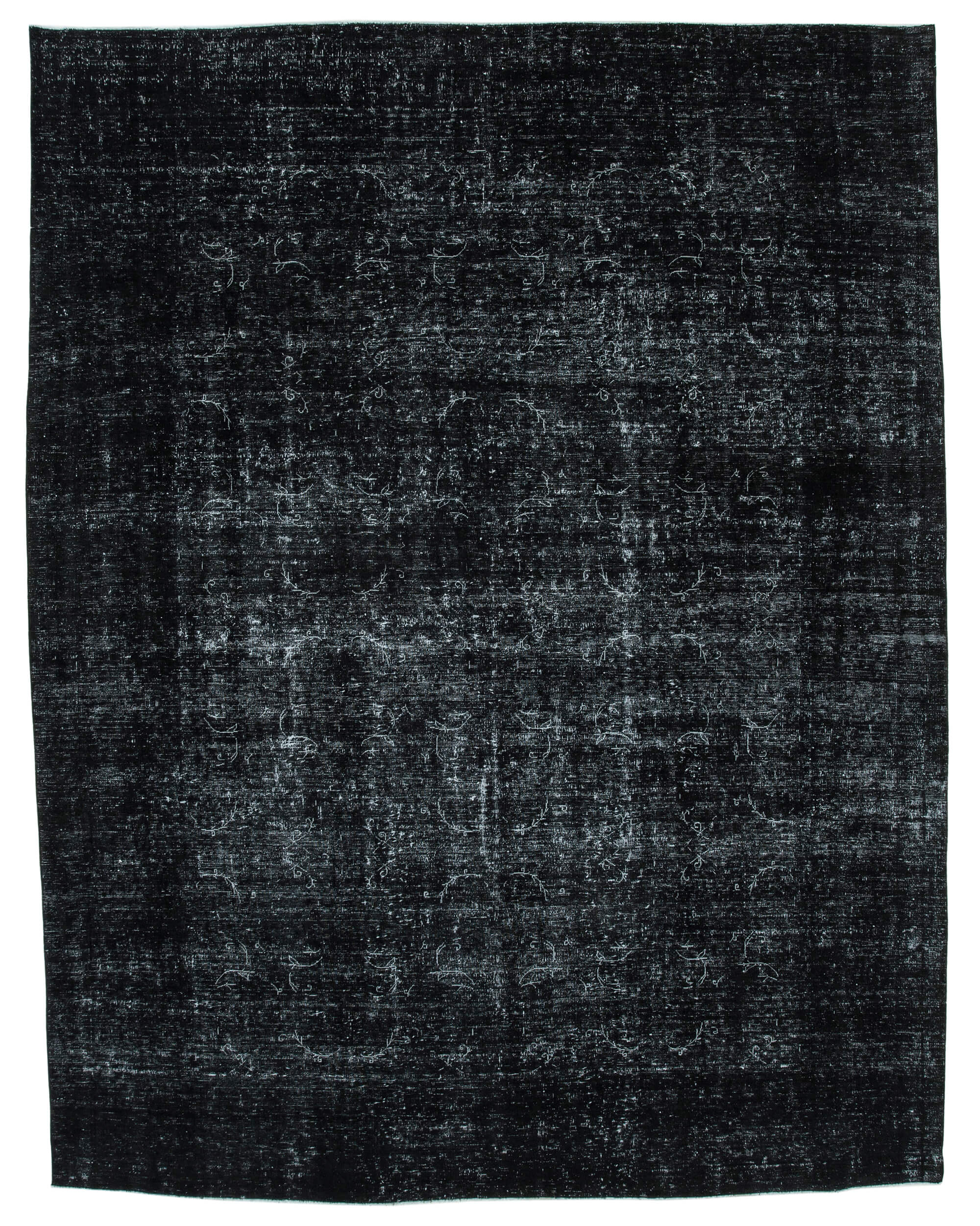 Black Colour Rug Texture 9x12 Black Color Hand-Knotted Large Area Rug - 24345