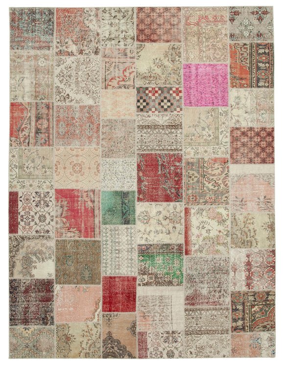 10' x 13' 4'' Hand-Knotted Turkish Patchwork Rug