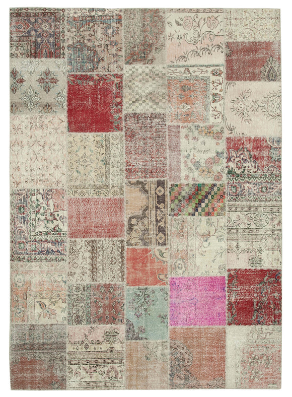 8' 3'' x 11' 8'' Hand-Knotted Turkish Patchwork Rug