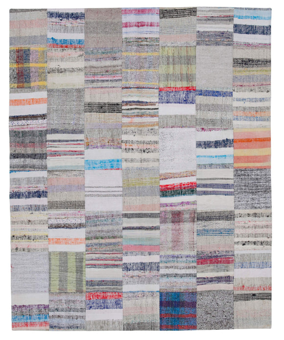 6' 7'' x 8' 2'' Vintage Turkish Patchwork Kilim Rug