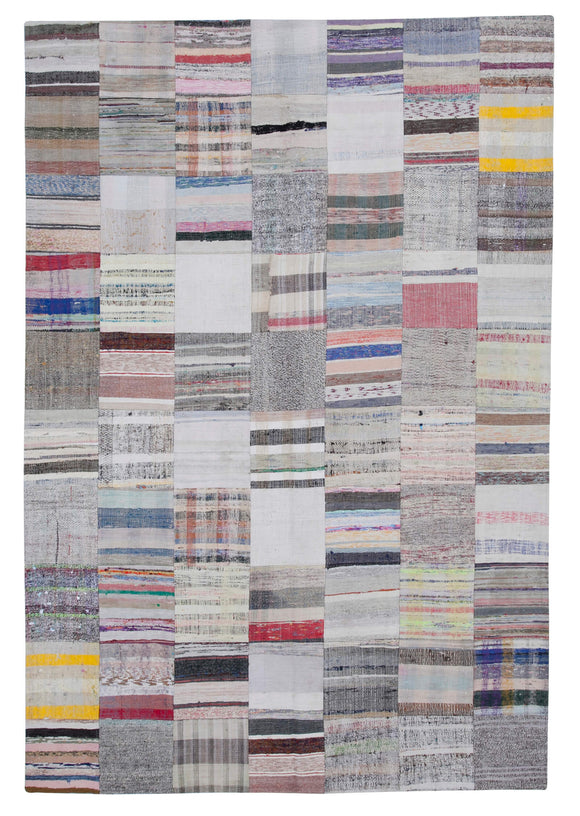 6' 8'' x 9' 10'' Vintage Turkish Patchwork Kilim Rug