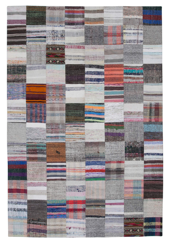 6' 7'' x 9' 9'' Vintage Turkish Patchwork Kilim Rug