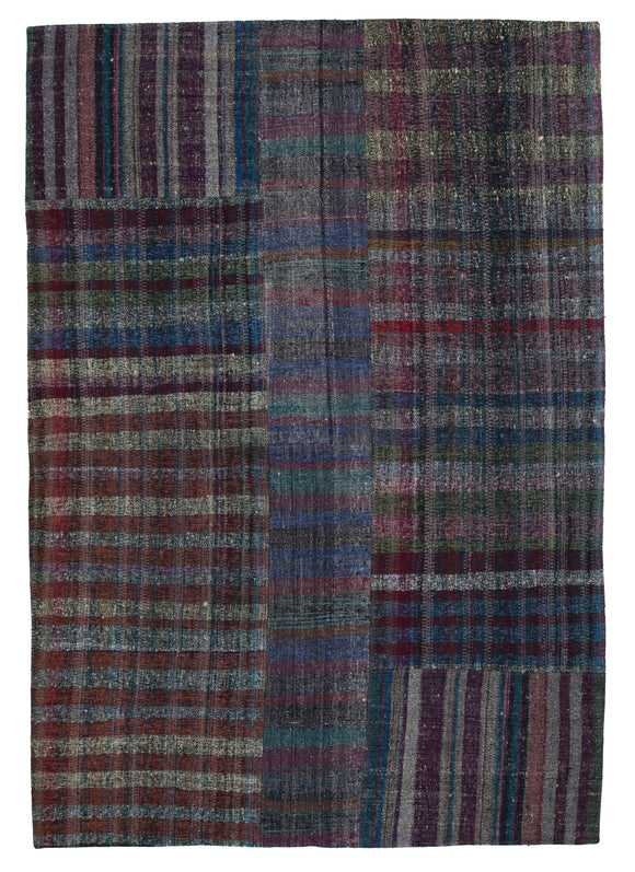 6' 11'' x 9' 10'' Vintage Turkish Patchwork Kilim Rug