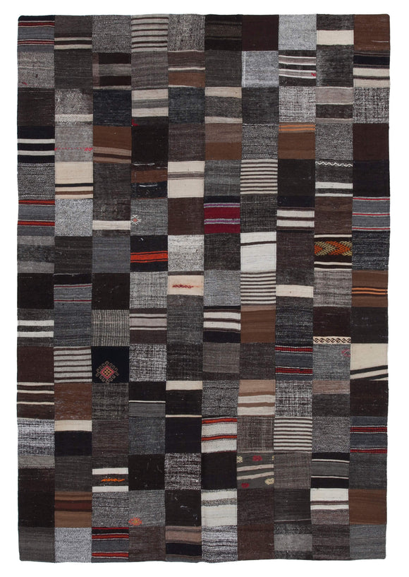 6' 7'' x 9' 10'' Vintage Turkish Patchwork Kilim Rug