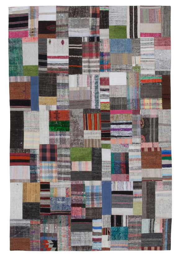 6' 6'' x 9' 10'' Vintage Turkish Patchwork Kilim Rug