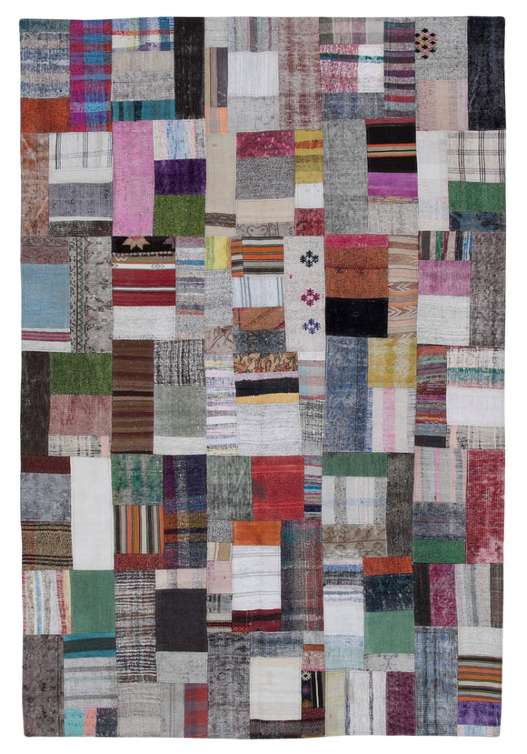 6' 7'' x 9' 10'' Vintage Turkish Patchwork Kilim Rug
