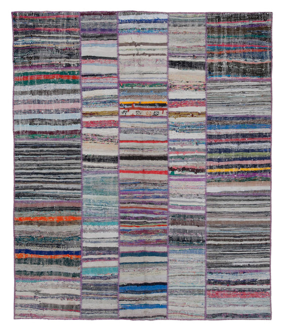 6' 7'' x 7' 9'' Vintage Turkish Patchwork Kilim Rug