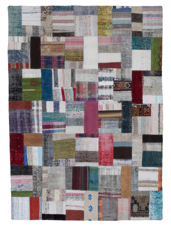 5' 8'' x 7' 10'' Vintage Turkish Patchwork Kilim Rug