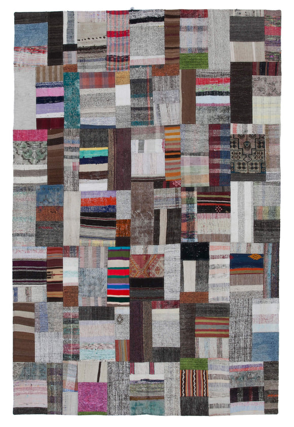 6' 7'' x 9' 11'' Vintage Turkish Patchwork Kilim Rug