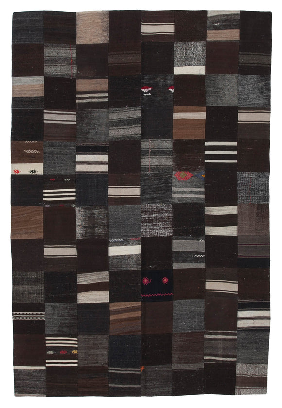 6' 7'' x 9' 9'' Vintage Turkish Patchwork Kilim Rug