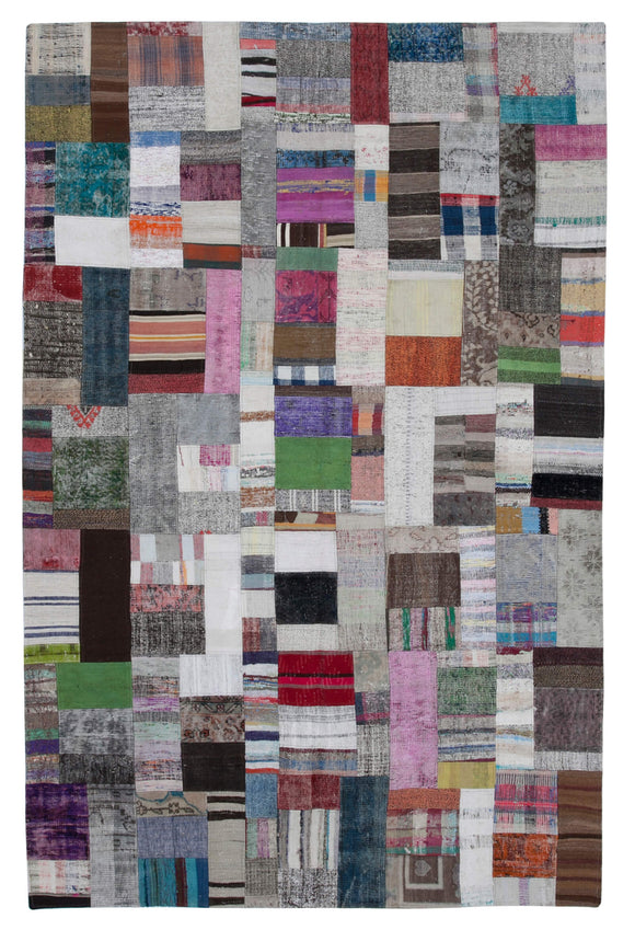 6' 7'' x 9' 10'' Vintage Turkish Patchwork Kilim Rug