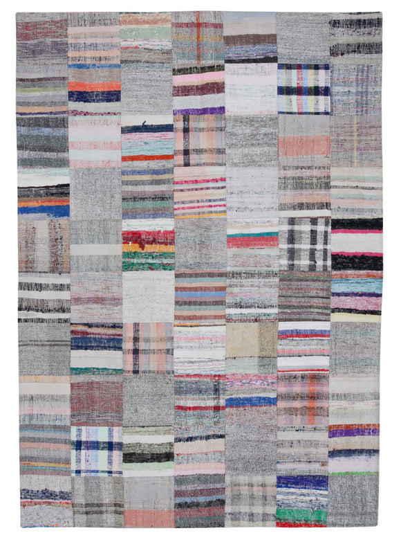 6' 11'' x 9' 10'' Vintage Turkish Patchwork Kilim Rug