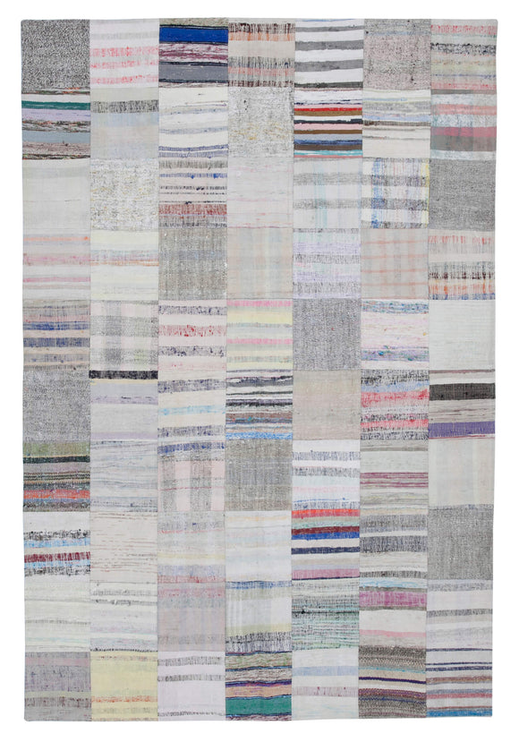 6' 7'' x 9' 11'' Vintage Turkish Patchwork Kilim Rug