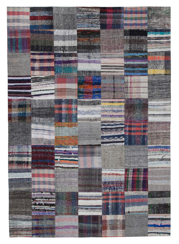 6' 11'' x 10' Vintage Turkish Patchwork Kilim Rug