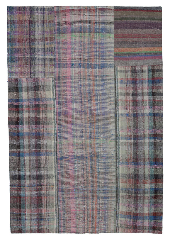 6' 8'' x 9' 10'' Vintage Turkish Patchwork Kilim Rug