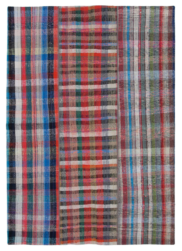 6' 8'' x 9' 4'' Vintage Turkish Patchwork Kilim Rug