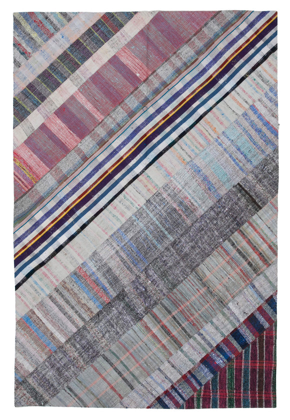 6' 8'' x 9' 11'' Vintage Turkish Patchwork Kilim Rug