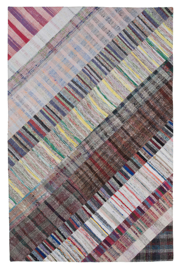 6' 7'' x 10' 1'' Vintage Turkish Patchwork Kilim Rug