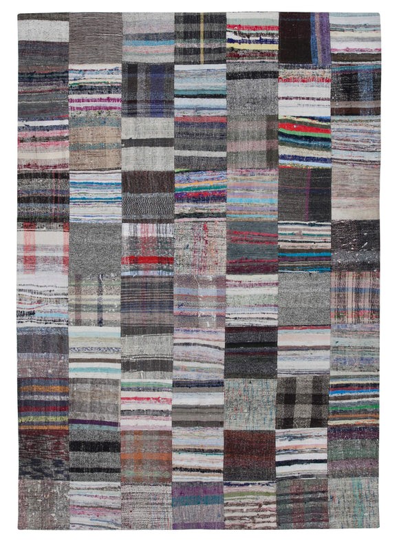 6' 11'' x 9' 9'' Vintage Turkish Patchwork Kilim Rug
