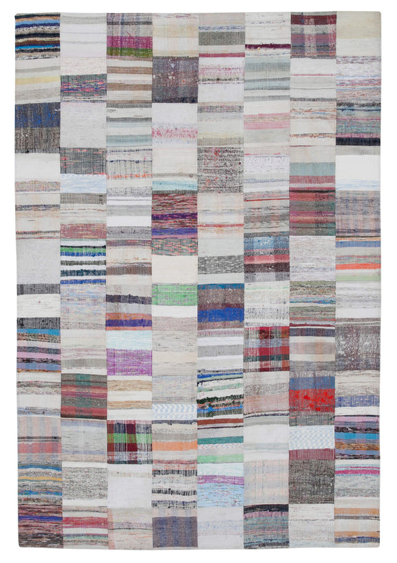 6' 8'' x 9' 11'' Vintage Turkish Patchwork Kilim Rug