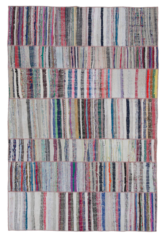 6' 5'' x 9' 6'' Vintage Turkish Patchwork Kilim Rug
