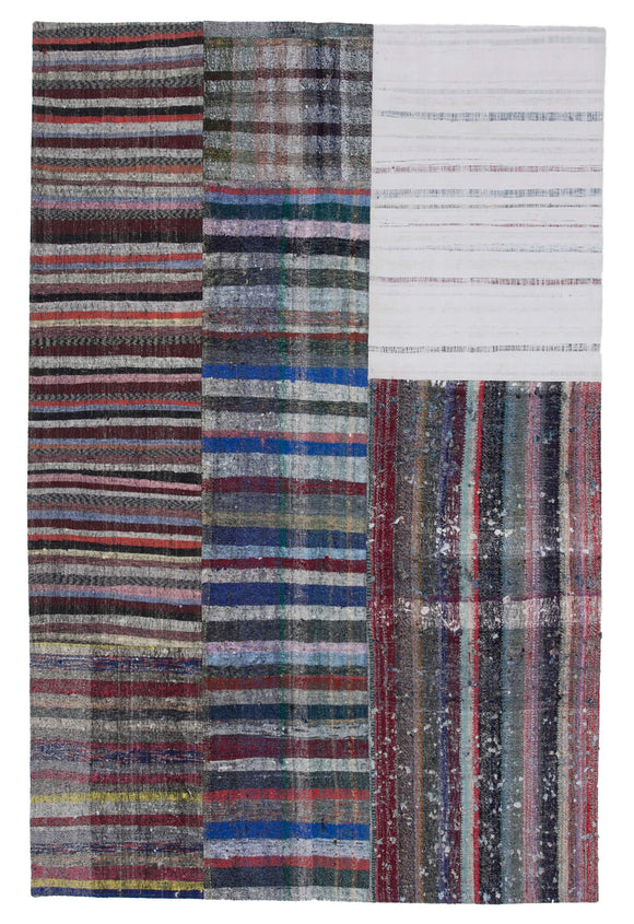 6' 5'' x 9' 10'' Vintage Turkish Patchwork Kilim Rug