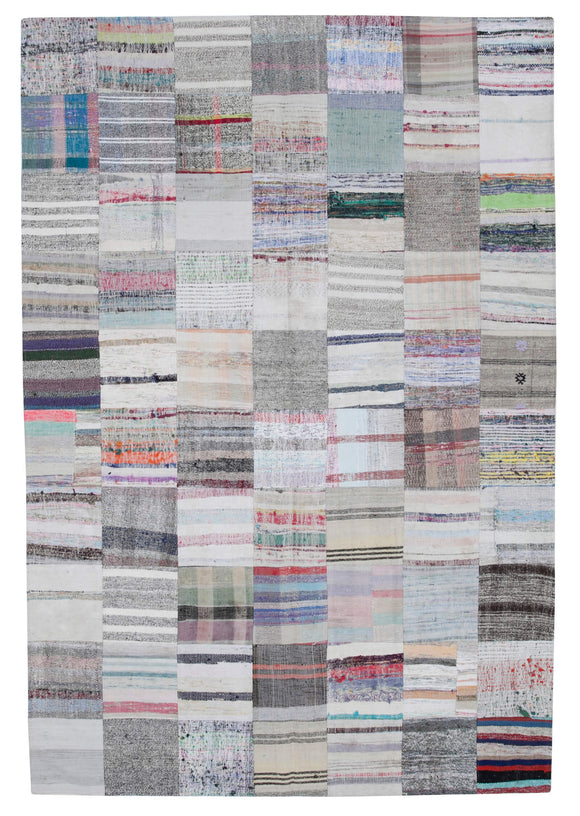 6' 8'' x 9' 9'' Vintage Turkish Patchwork Kilim Rug