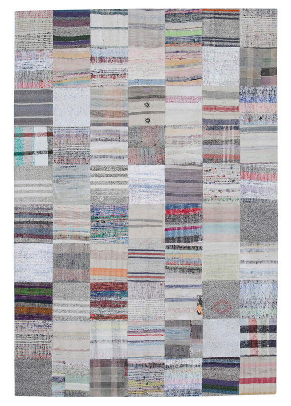 6' 8'' x 9' 10'' Vintage Turkish Patchwork Kilim Rug