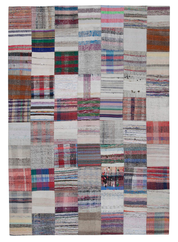 6' 11'' x 9' 10'' Vintage Turkish Patchwork Kilim Rug