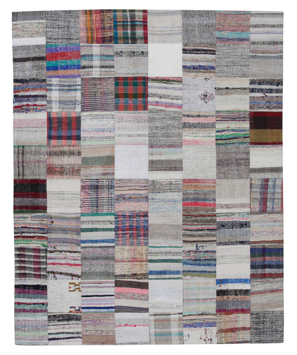 7' 10'' x 9' 10'' Vintage Turkish Patchwork Kilim Rug