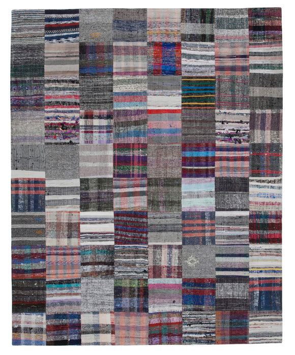 7' 10'' x 9' 9'' Vintage Turkish Patchwork Kilim Rug