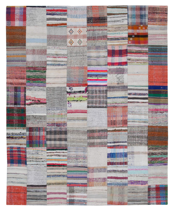 7' 9'' x 9' 10'' Vintage Turkish Patchwork Kilim Rug