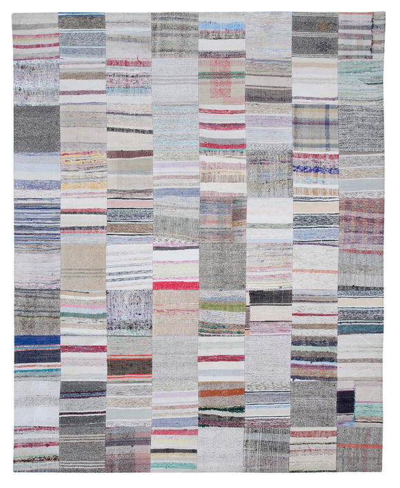 8' 2'' x 10' 1'' Vintage Turkish Patchwork Kilim Rug