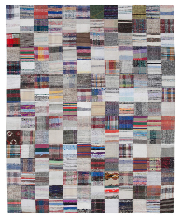 7' 11'' x 9' 10'' Vintage Turkish Patchwork Kilim Rug