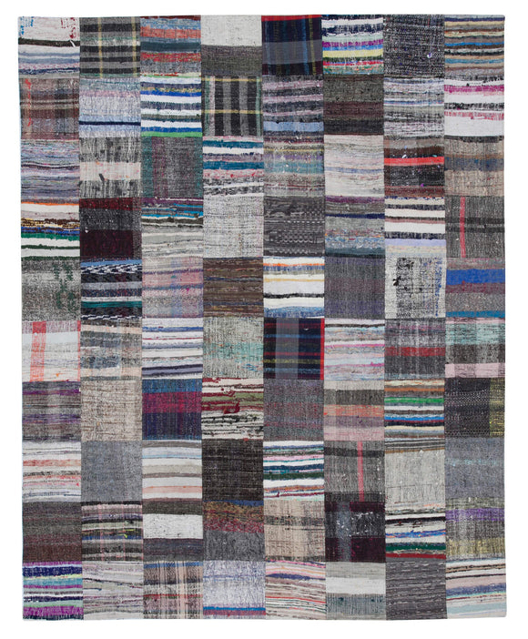 7' 10'' x 9' 10'' Vintage Turkish Patchwork Kilim Rug