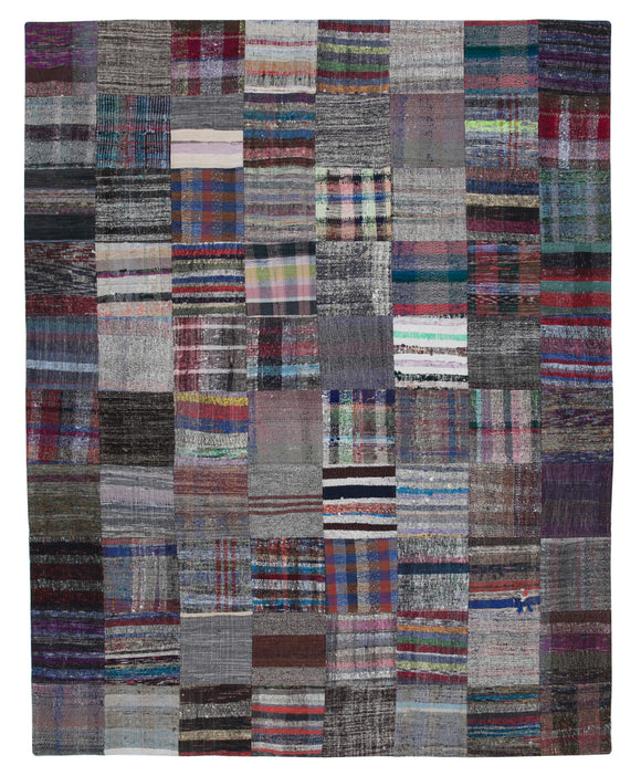 7' 9'' x 9' 10'' Vintage Turkish Patchwork Kilim Rug