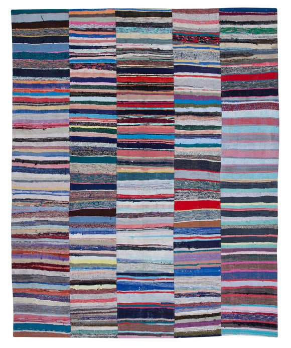 8' 2'' x 10' 1'' Vintage Turkish Patchwork Kilim Rug