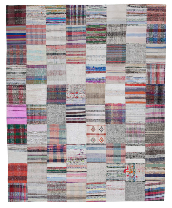 7' 10'' x 9' 10'' Vintage Turkish Patchwork Kilim Rug