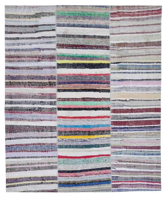 8' 1'' x 9' 9'' Vintage Turkish Patchwork Kilim Rug