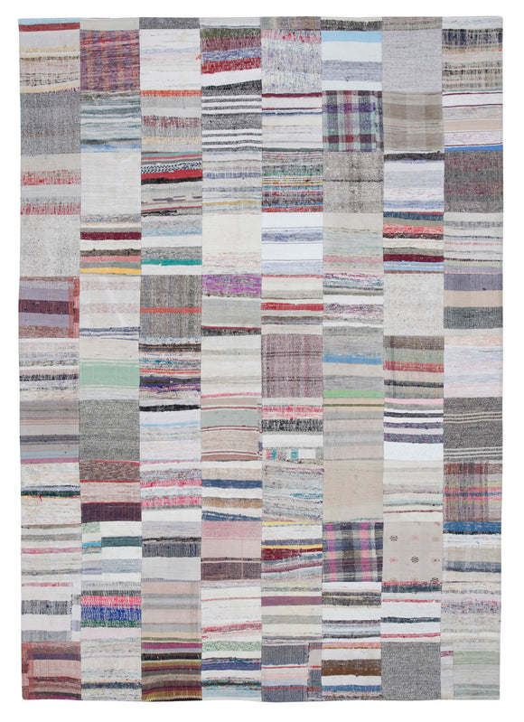 8' 2'' x 11' 6'' Vintage Turkish Patchwork Kilim Rug