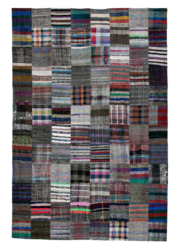 7' 10'' x 11' 9'' Vintage Turkish Patchwork Kilim Rug
