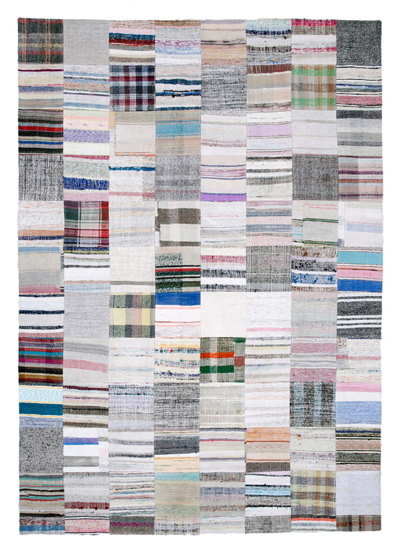 8' 2'' x 11' 6'' Vintage Turkish Patchwork Kilim Rug