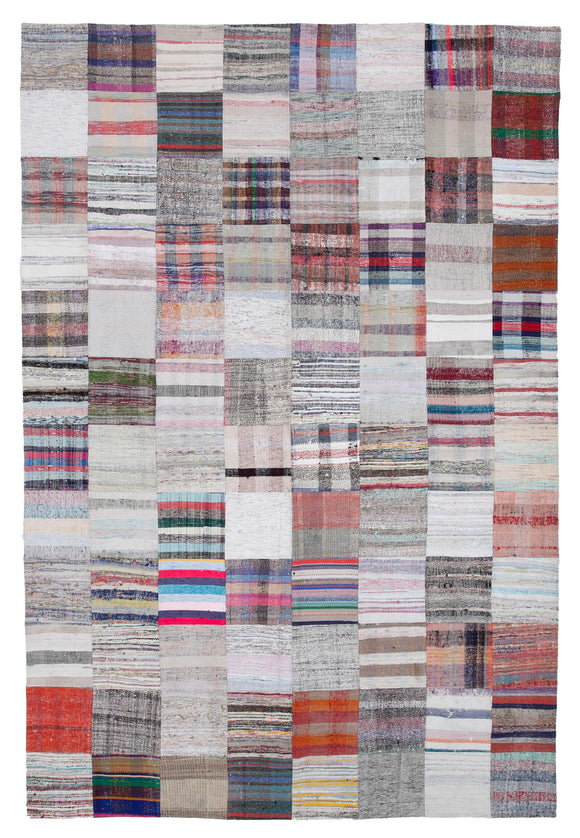 7' 11'' x 11' 9'' Vintage Turkish Patchwork Kilim Rug