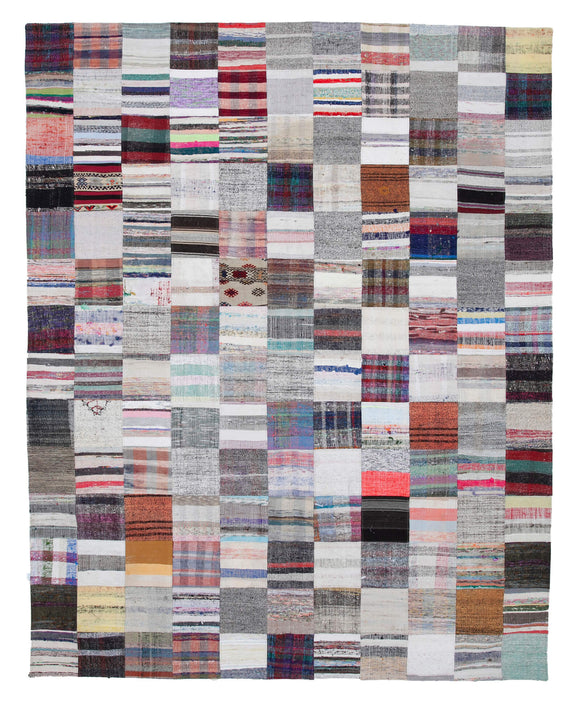 9' 1'' x 11' 5'' Vintage Turkish Patchwork Kilim Rug