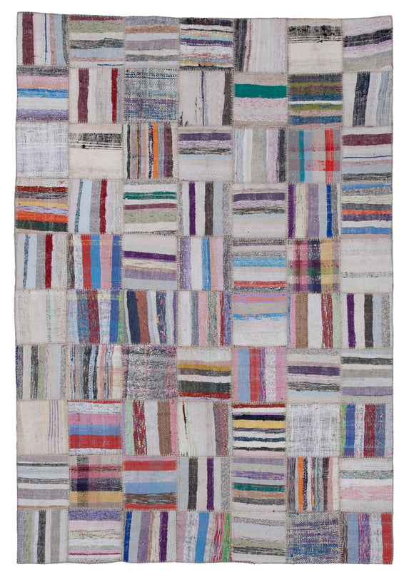 6' 9'' x 9' 9'' Vintage Turkish Patchwork Kilim Rug