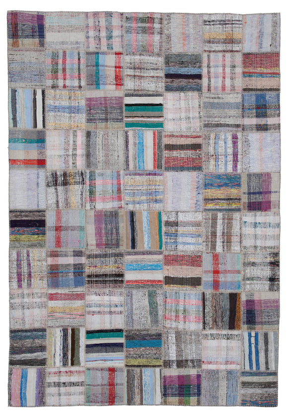 6' 9'' x 9' 9'' Vintage Turkish Patchwork Kilim Rug