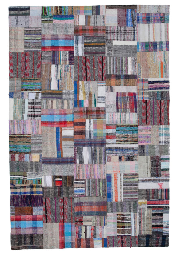 7' 3'' x 11' 1'' Vintage Turkish Patchwork Kilim Rug