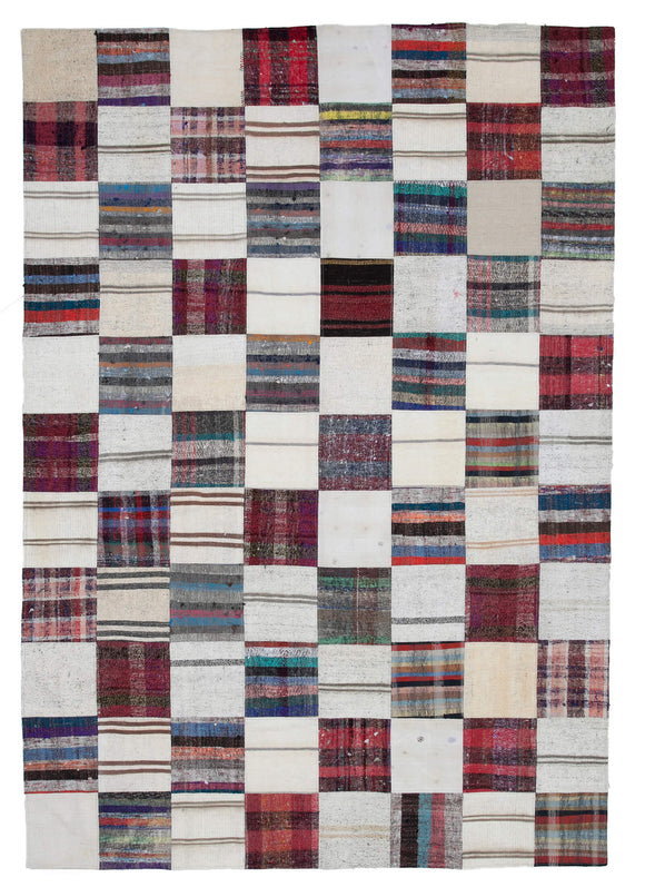 7' 8'' x 10' 10'' Vintage Turkish Patchwork Kilim Rug