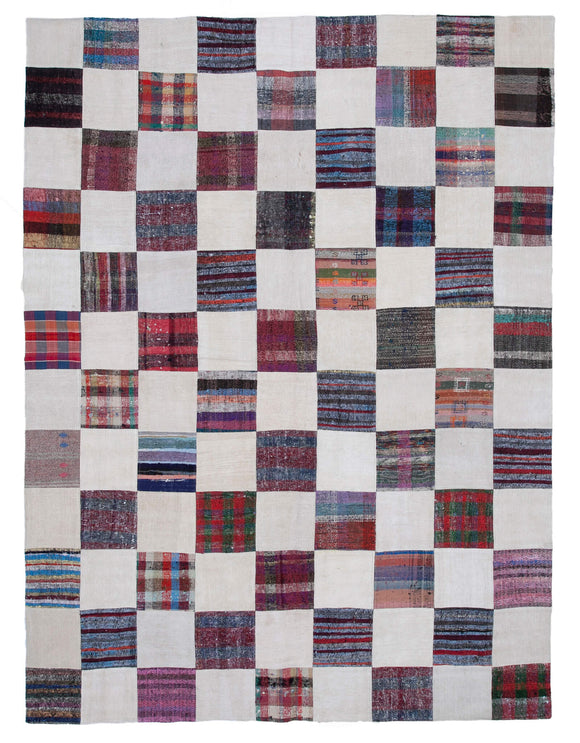 8' 8'' x 11' 8'' Vintage Turkish Patchwork Kilim Rug